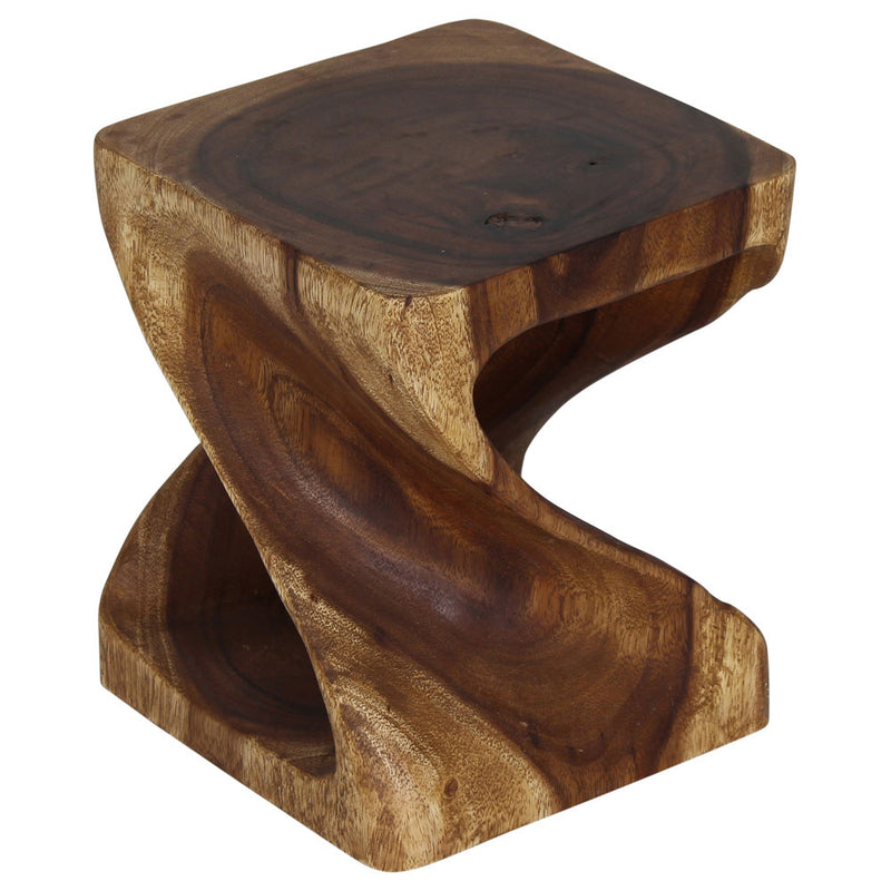 Haussmann Original Wood Twist End Table 10x10x12 in Height Walnut Oil
