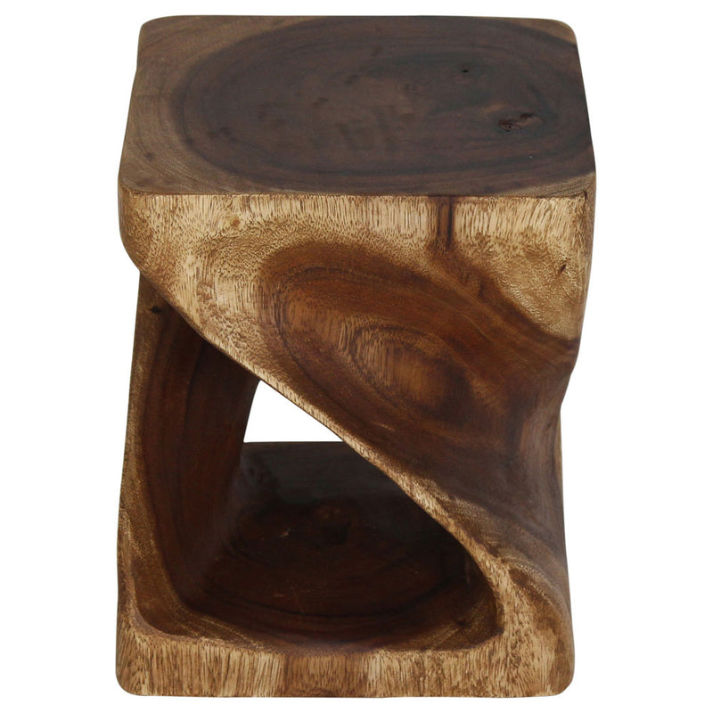 Haussmann Original Wood Twist End Table 10x10x12 in Height Walnut Oil