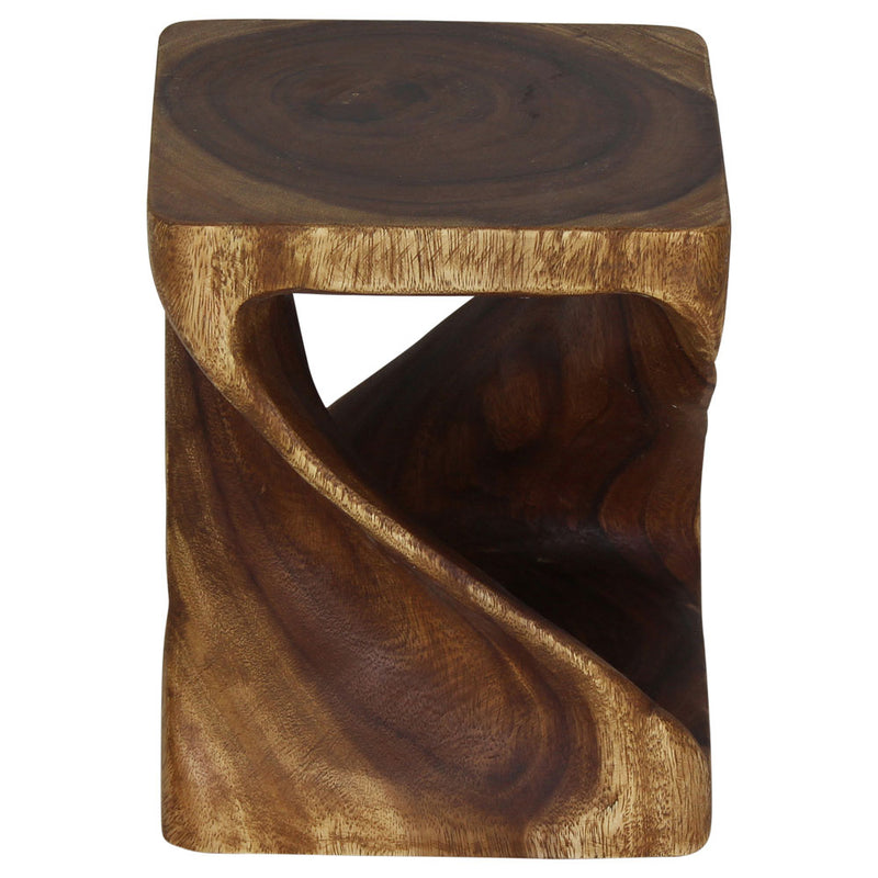 Haussmann Original Wood Twist End Table 10x10x12 in Height Walnut Oil