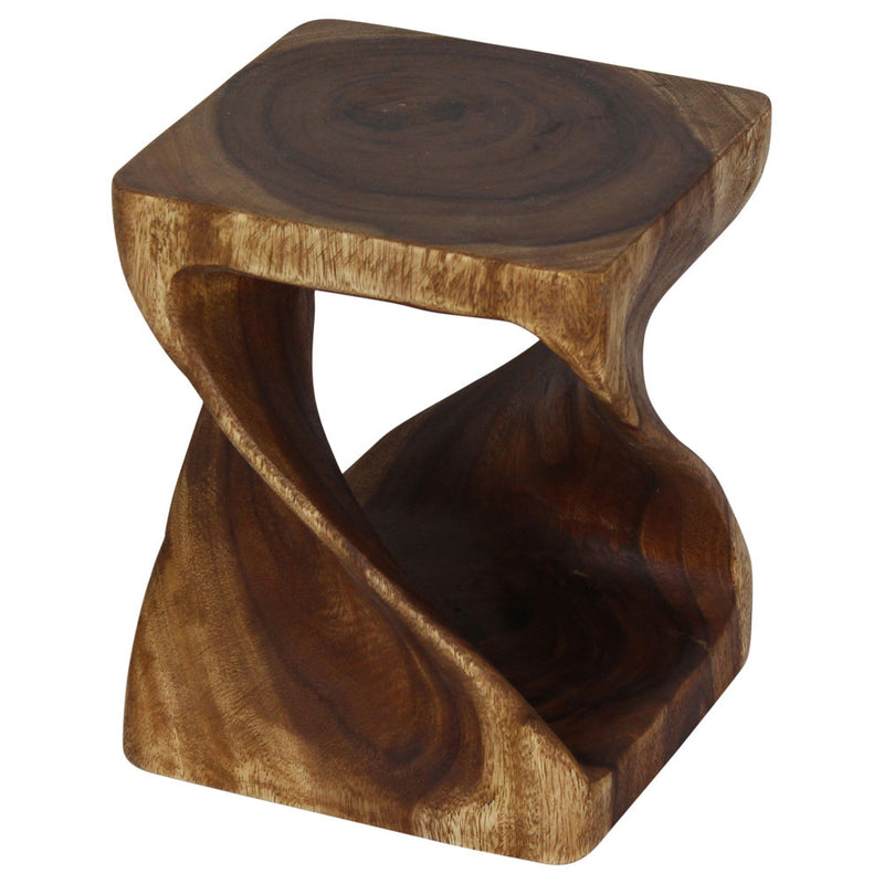 Haussmann Original Wood Twist End Table 10x10x12 in Height Walnut Oil