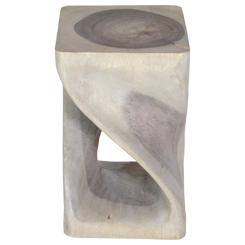 Original Wood Twist Accent Stool 10 X 10 X 16 In High Grey Oil