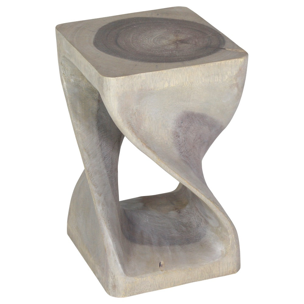 Original Wood Twist Accent Stool 10 X 10 X 18 In High Grey Oil