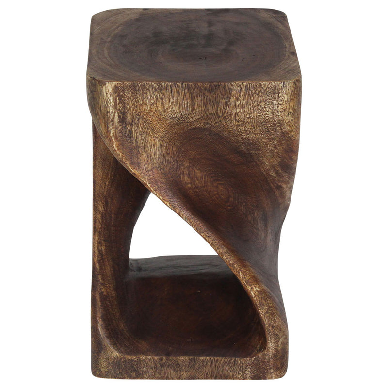 Original Wood Twist Accent Stool 10 X 10 X 16 In High Mocha Oil