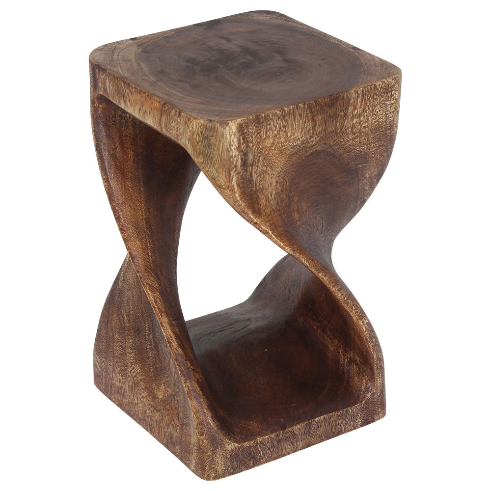 Original Wood Twist Accent Stool 10 X 10 X 18 In High Mocha Oil