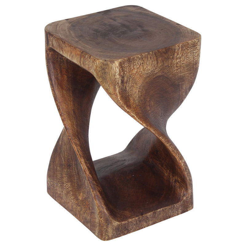 Original Wood Twist Accent Stool 10 X 10 X 16 In High Mocha Oil