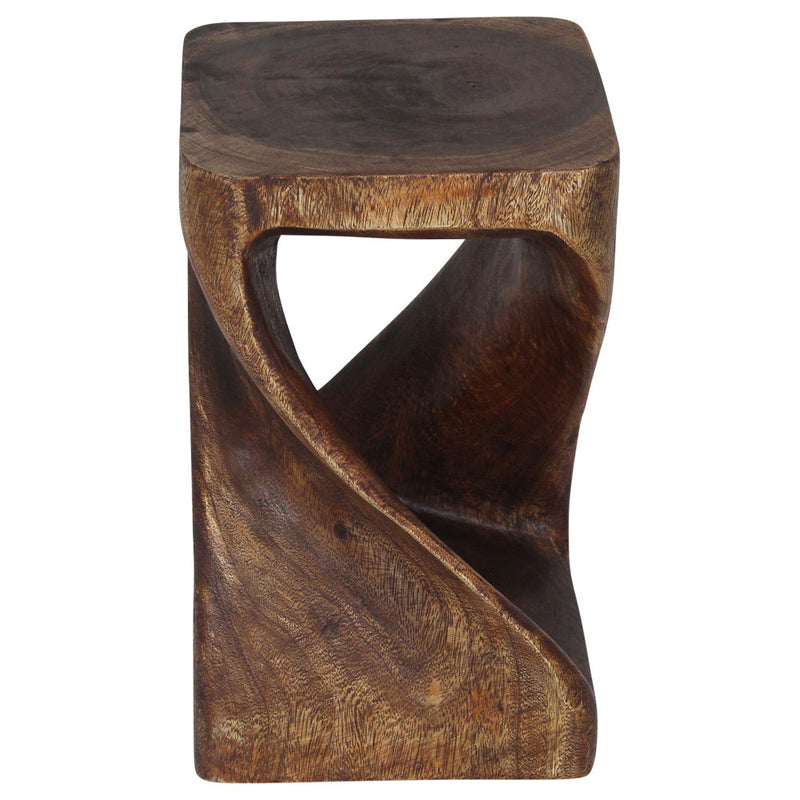 Original Wood Twist Accent Stool 10 X 10 X 16 In High Mocha Oil