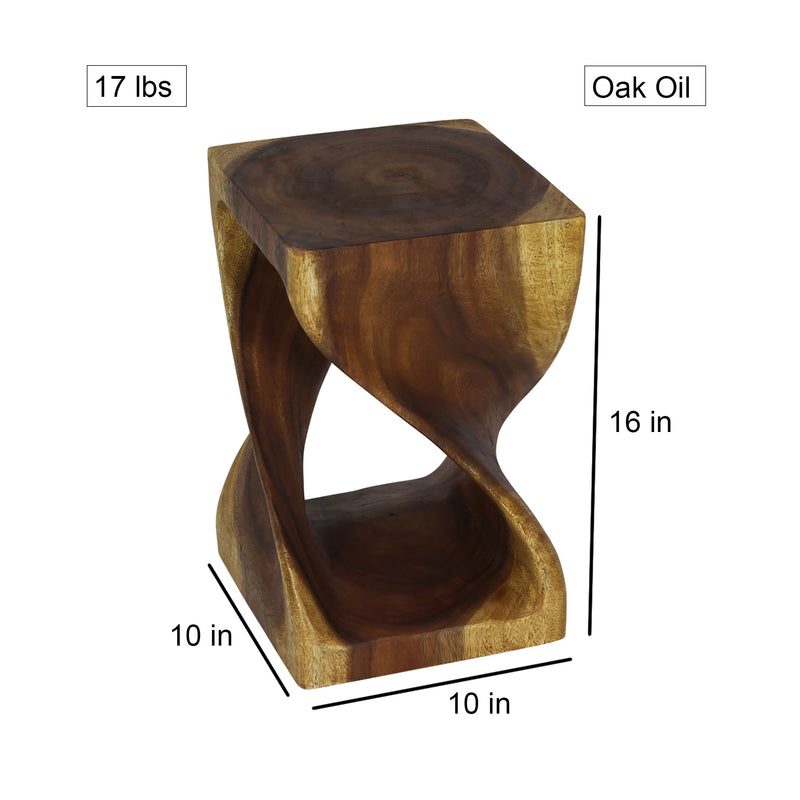 Original Wood Twist Accent Stool 10 X 10 X 18 In High Oak Oil