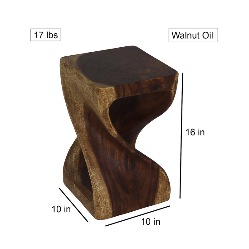 Original Wood Twist Accent Stool 10 X 10 X 16 In High Walnut Oil