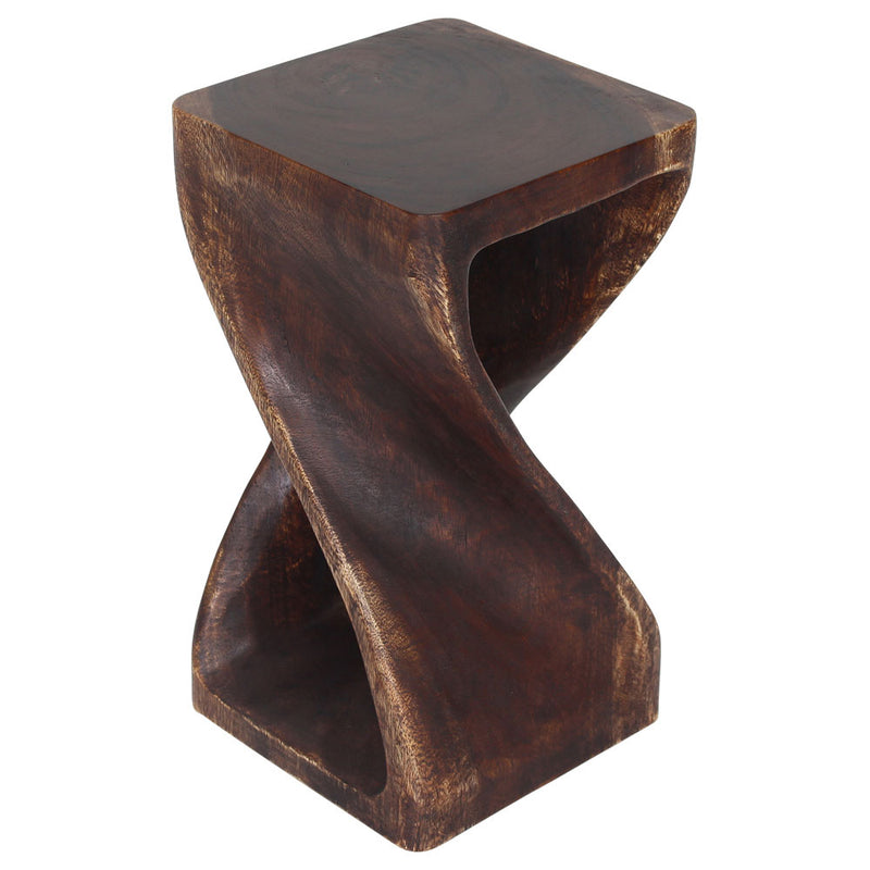 Original Wood Twist Accent Stool 10 X 10 X 18 In High Mocha Oil