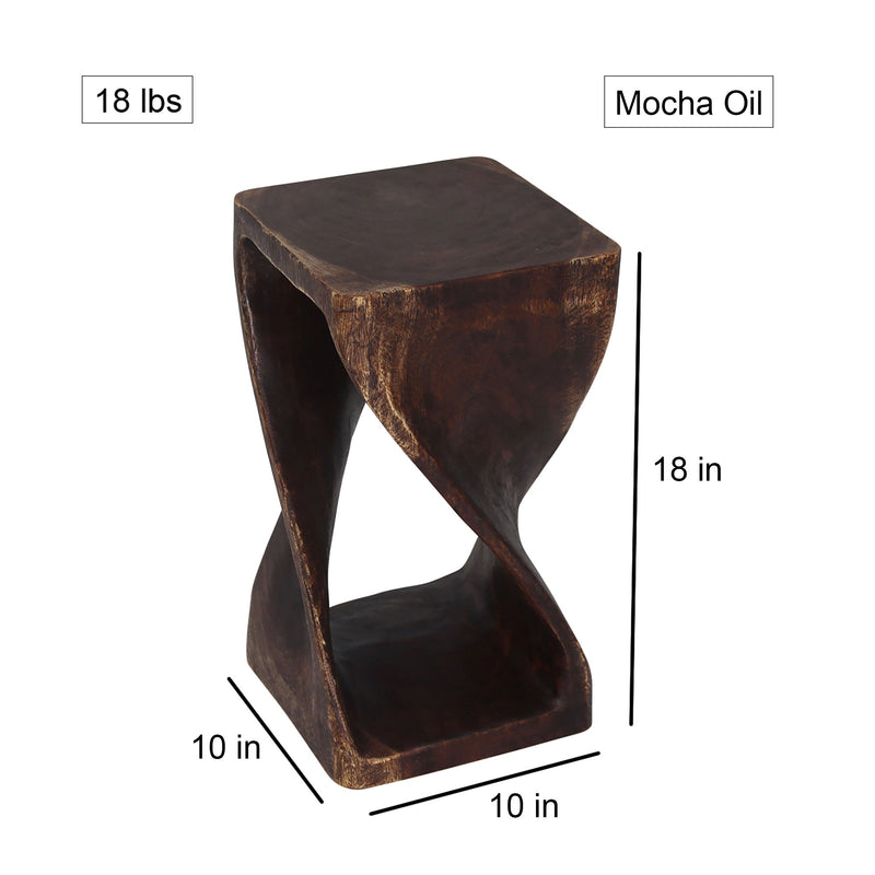 Original Wood Twist Accent Stool 10 X 10 X 18 In High Mocha Oil