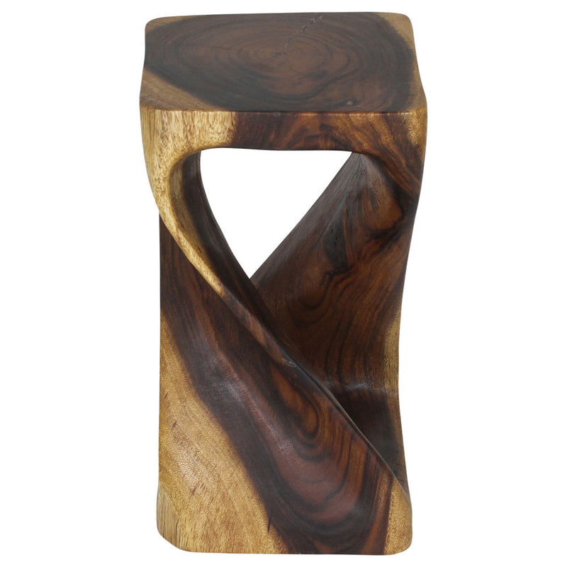 Haussmann Original Wood Twist End Table 10x10x18 in Height Oak Oil