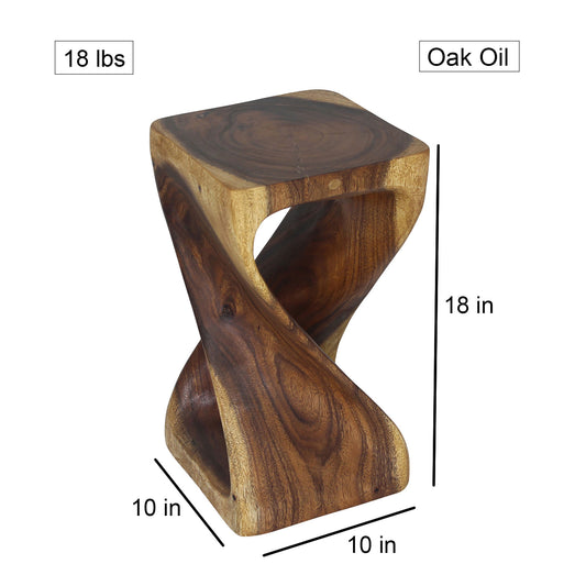 Haussmann Original Wood Twist End Table 10x10x18 in Height Oak Oil