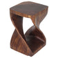 Mocha Original Twist hand-carved wood end table, 12 x 12 x 18 inches, product view