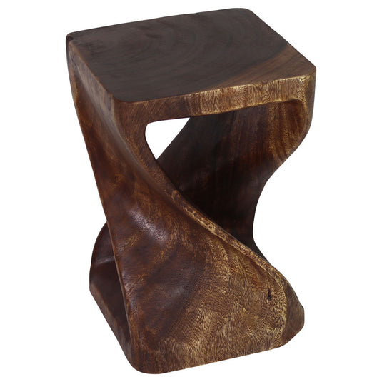 Image Haussmann Original Wood Twist End Table 12x12x18 in Height Mocha Oil