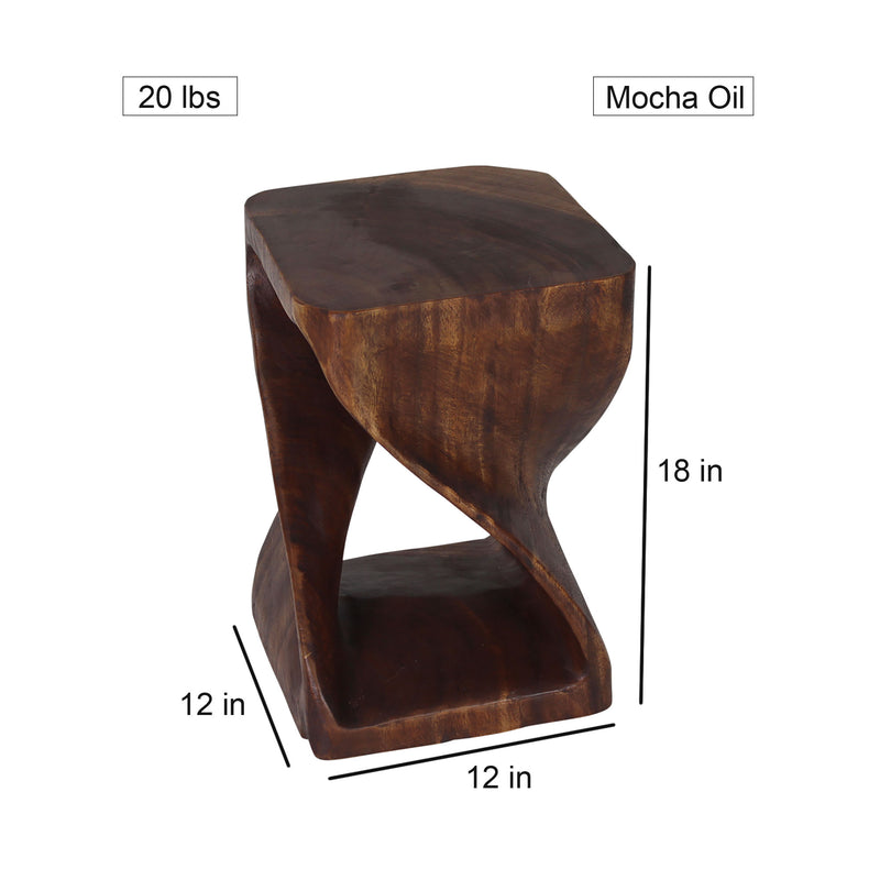 Haussmann® Original Wood Twist Stool 12 X 12 X 18 In High Mocha Oil