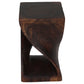 Mocha Original Twist hand-carved wood end table, 12 x 12 x 20 inches, second angle showing the carved twist