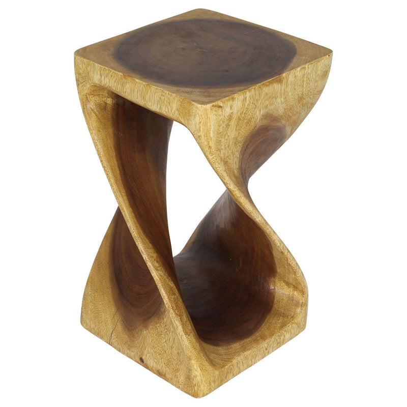 Oak Original Twist hand-carved wood end table, 12 x 12 x 20 inches, product view