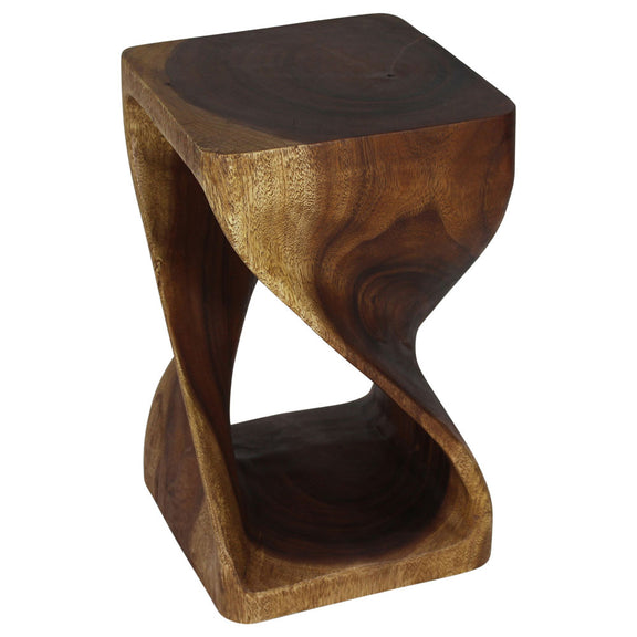 Haussmann Original Twist Pedestal Table, hand-carved solid wood statue, Walnut — alternate angle view