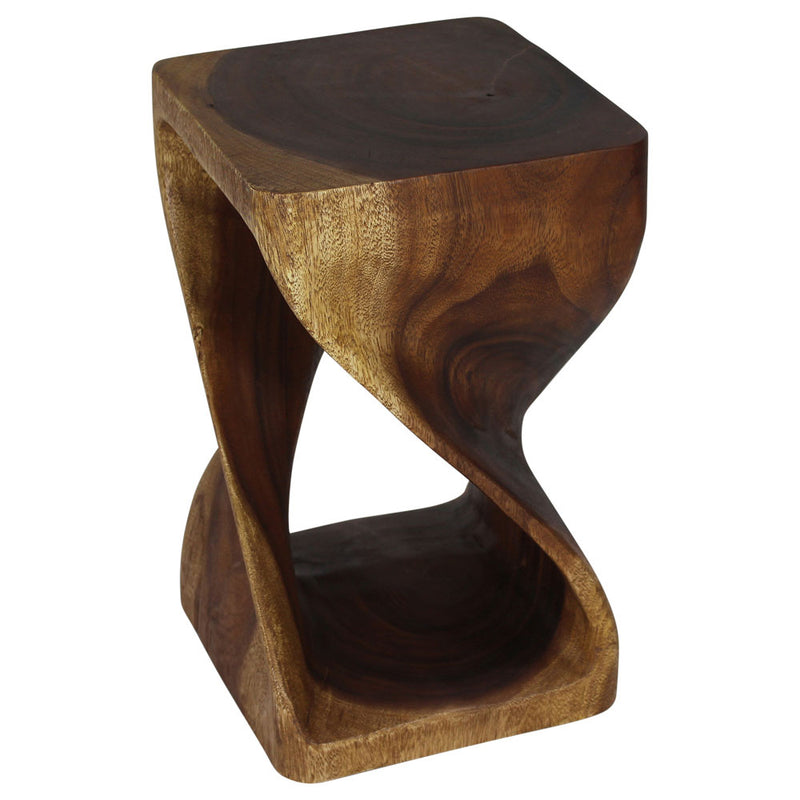 Haussmann Original Twist Pedestal Table, hand-carved solid wood statue, Walnut — alternate angle view