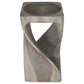 Agate Grey Original Twist hand-carved wood end table, 12 x 12 x 23 inches, second angle showing the carved twist
