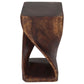 Mocha Original Twist hand-carved wood end table, 12 x 12 x 23 inches, second angle showing the carved twist