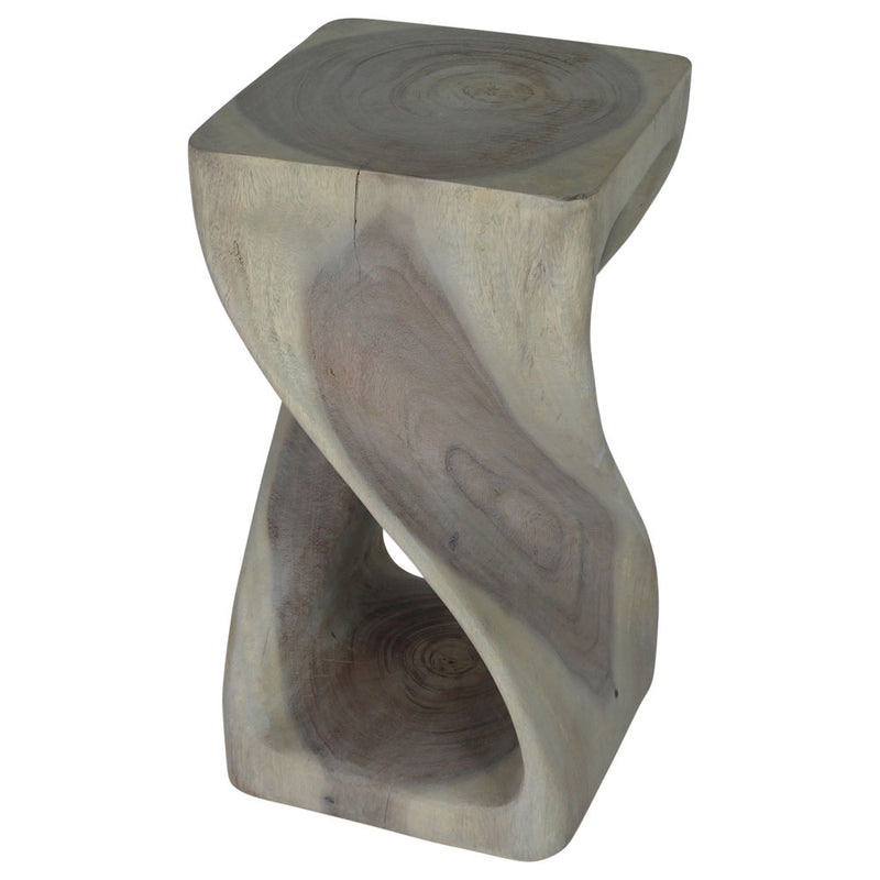 Haussmann® Original Wood Twist Stool 12 X 12 X 23 In High Grey Oil