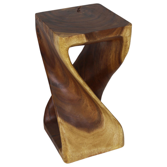 Oak Original Twist hand-carved wood end table, 12 x 12 x 23 inches, product view