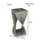 Size diagram of Agate Grey Original Twist hand-carved wood end table, 12 x 12 x 26 inches