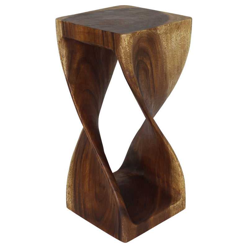 Walnut Original Twist hand-carved wood end table, 12 x 12 x 26 inches, product view
