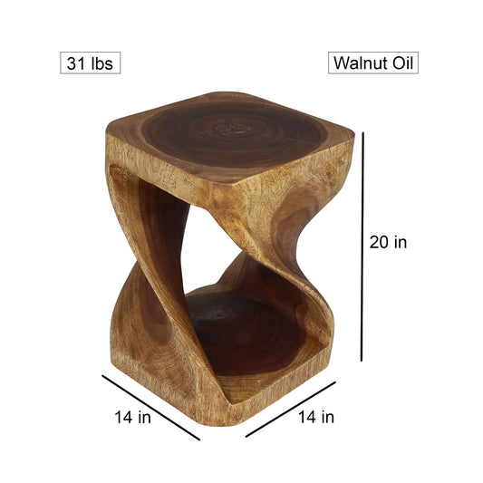 Haussmann® Original Wood Twist Stool 14 X 14 X 20 In High Walnut Oil