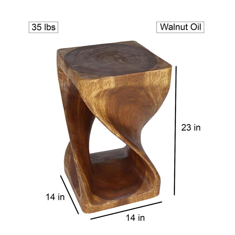 Haussmann® Original Wood Twist Stool 14 X 14 X 23 In High Walnut Oil