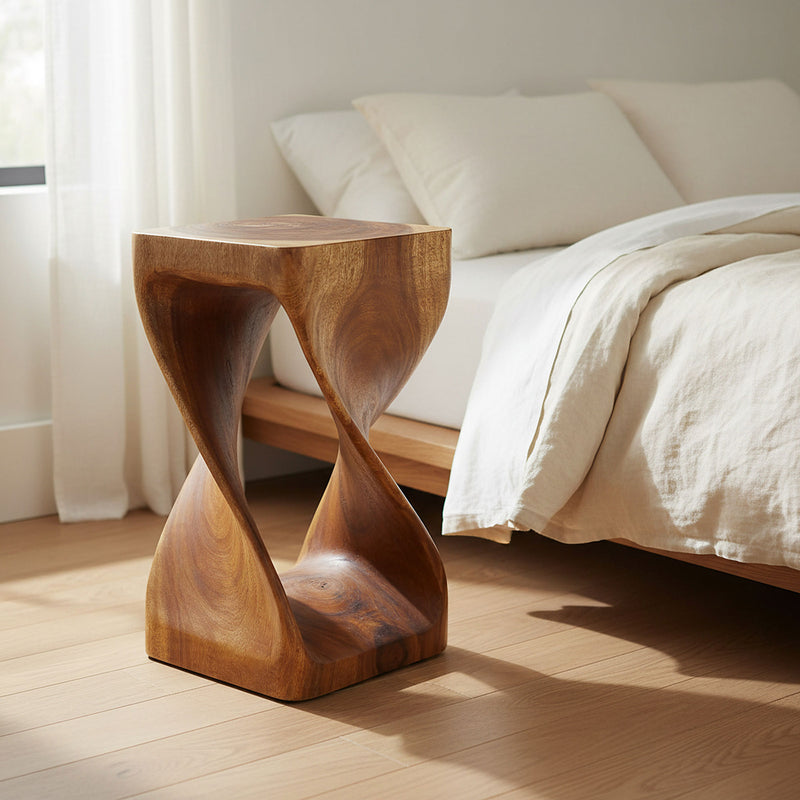 Haussmann Original Twist Solid Wood End Table - 14 x 14 x 26 in - Walnut