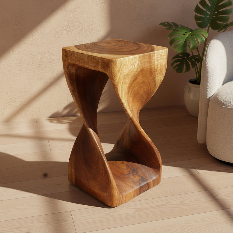 Haussmann Original Twist Solid Wood End Table - 14 x 14 x 26 in - Walnut