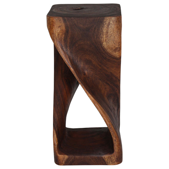 Haussmann Original Twist Pedestal Side Table, Mocha, 14 x 14 x 30 in H