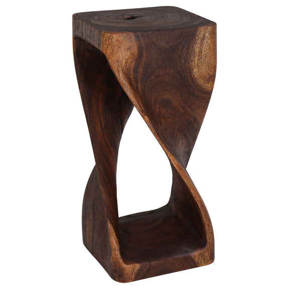 Haussmann Original Twist Pedestal Side Table, Mocha, 14 x 14 x 30 in H
