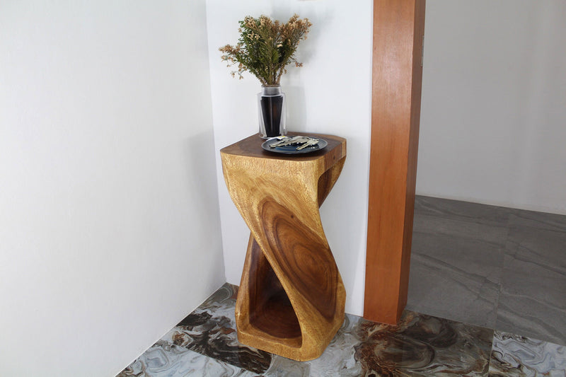 Haussmann Original Twist Pedestal Side Table, Walnut, 14 x 14 x 30 in H, in a room