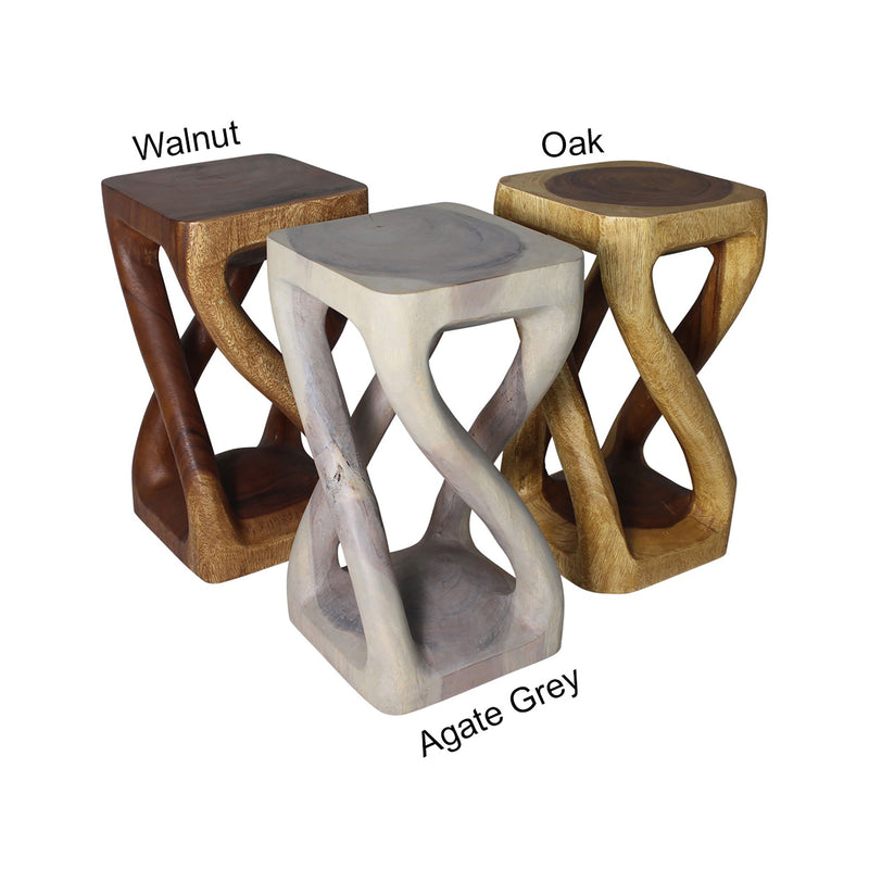 Haussmann® Wood Vine Twist Stool Accent Table 12 in x 22 in H Walnut Oil