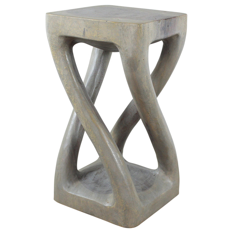 Haussmann® Wood Vine Twist Stool Accent Table 12 in x 22 in H Grey Oil