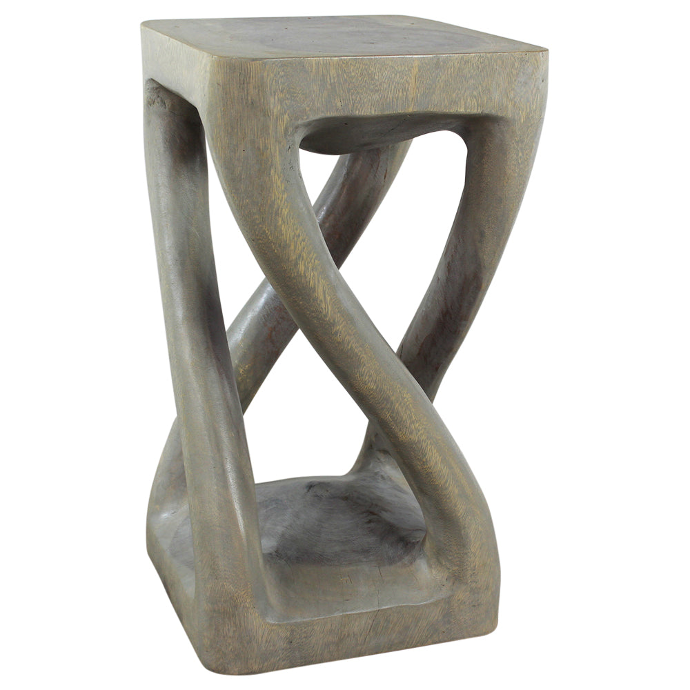 Haussmann® Wood Vine Twist Stool Accent Table 12 in x 22 in H Grey Oil