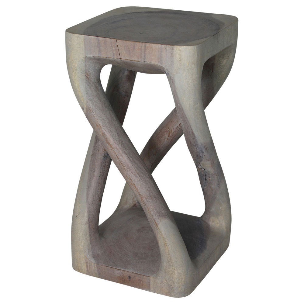 Haussmann® Wood Vine Twist Stool Accent Table 12 in x 22 in H Grey Oil