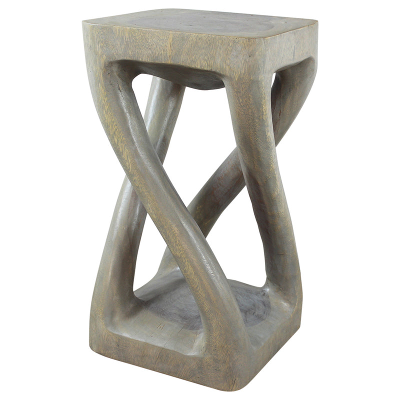 Haussmann® Wood Vine Twist Stool Accent Table 12 in x 22 in H Grey Oil