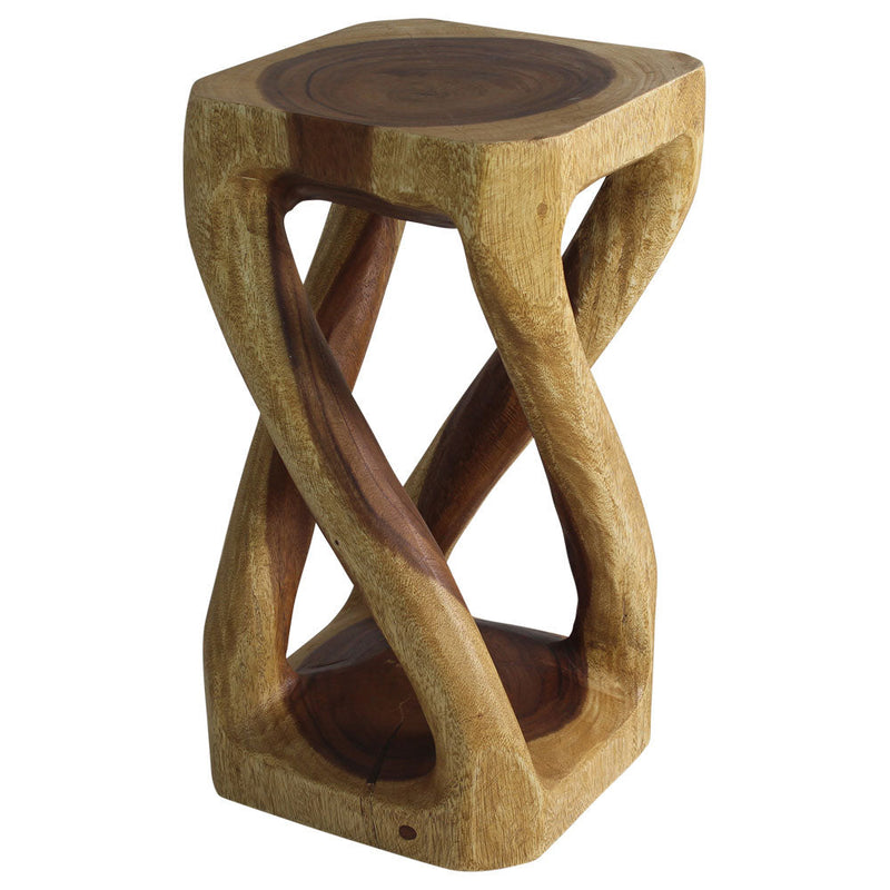 Haussmann Vine Twist Pedestal Side Table, Oak, 12 x 12 x 22 in H