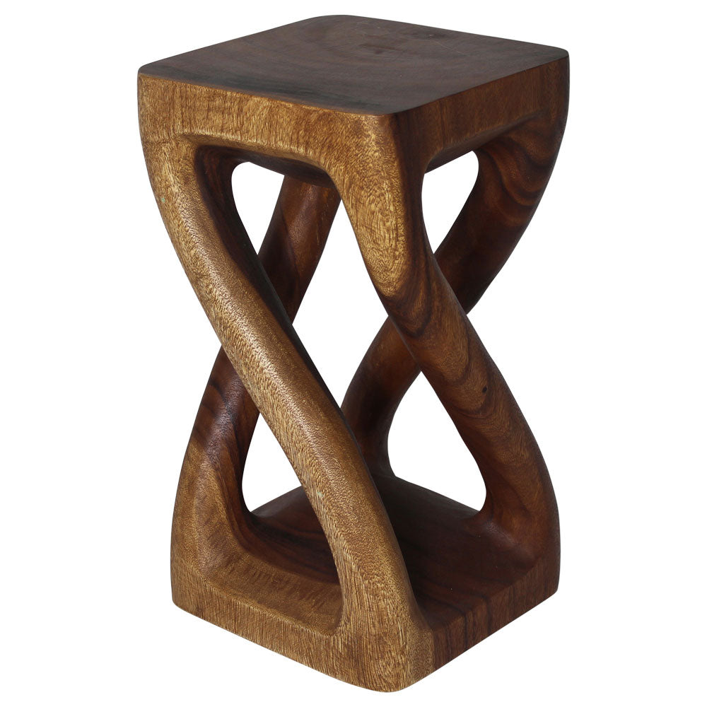 Haussmann® Wood Vine Twist Stool Accent Table 12 in x 22 in H Walnut Oil