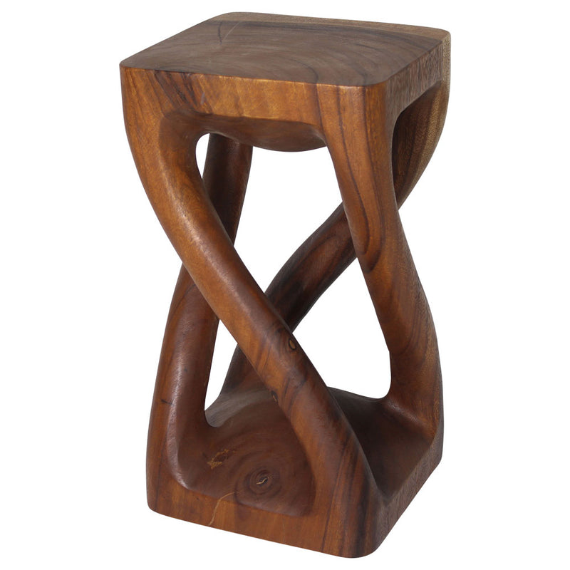 Haussmann® Wood Vine Twist Stool Accent Table 12 in x 22 in H Walnut Oil