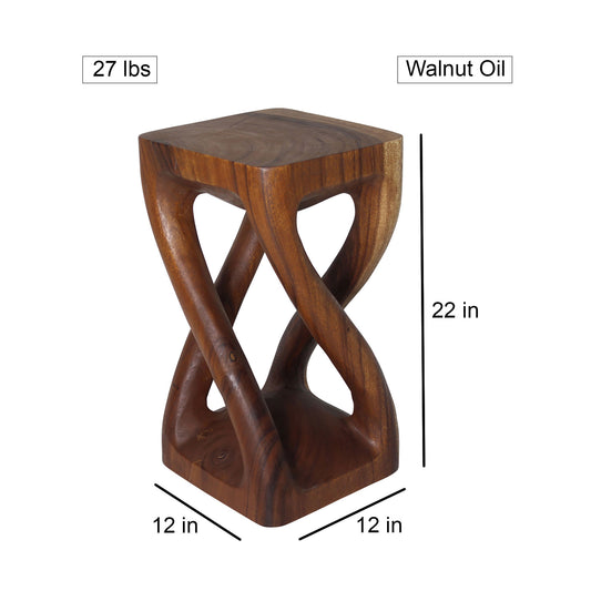 Haussmann® Wood Vine Twist Stool Accent Table 12 in x 22 in H Walnut Oil