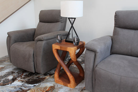 Haussmann Vine Twist Pedestal Side Table, Cherry, 14 x 14 x 23 in H, in a room
