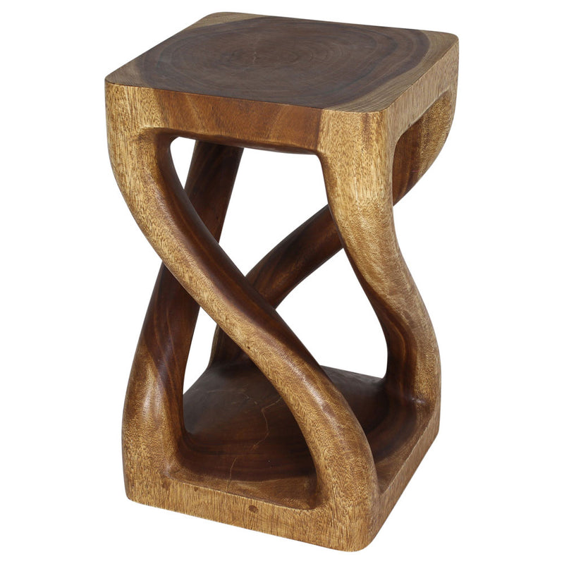 Haussmann® Wood Vine Twist Stool Accent Table 14 in x 23 in H Walnut Oil