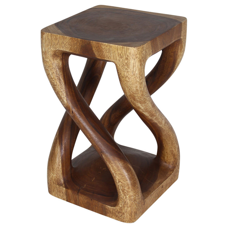 Haussmann® Wood Vine Twist Stool Accent Table 14 in x 23 in H Walnut Oil