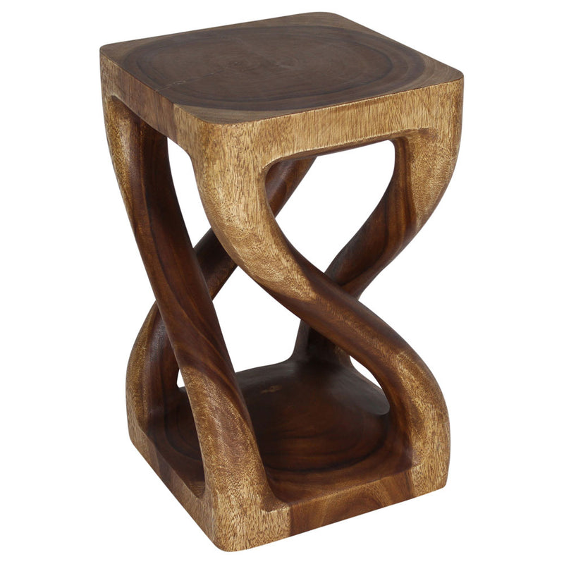 Haussmann® Wood Vine Twist Stool Accent Table 14 in x 23 in H Walnut Oil