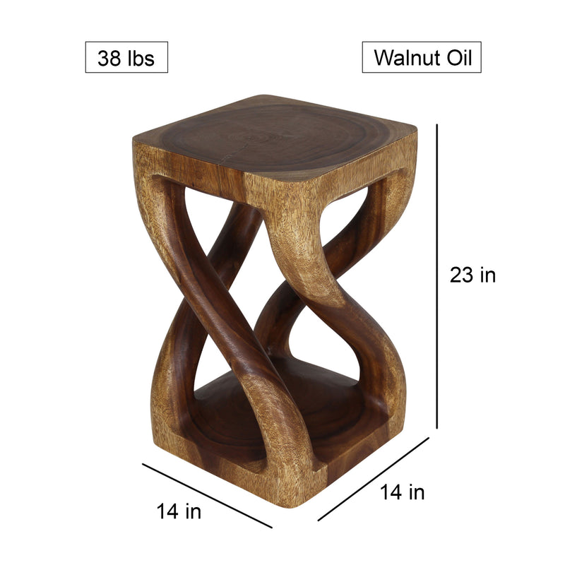 Haussmann® Wood Vine Twist Stool Accent Table 14 in x 23 in H Walnut Oil